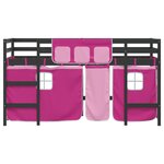 vidaXL Lit mezzanine enfants et rideaux rose 90x190cm bois pin massif