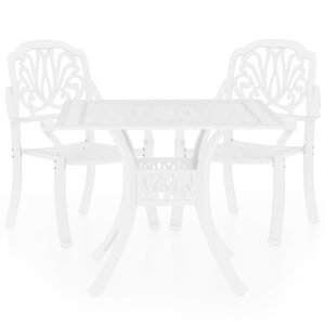 vidaXL Ensemble de bistro 3 Pièces Aluminium coulé Blanc