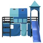 vidaXL Lit mezzanine enfants avec tour bleu 90x200 cm bois pin massif