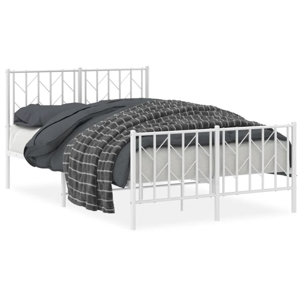 vidaXL Cadre de lit métal avec tête de lit/pied de lit blanc 120x190cm