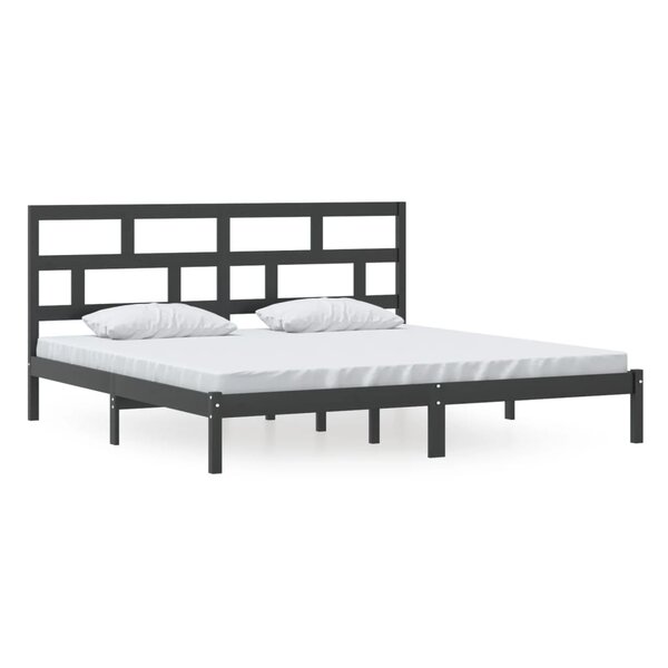 vidaXL Cadre de lit Noir Bois de pin massif 200x200 cm