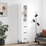 vidaXL Buffet haut Blanc brillant 34 5x34x180 cm Bois d'ingénierie