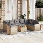 vidaXL Salon de jardin avec coussins 10 Pièces beige résine tressée