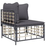 vidaXL Salon de jardin 11 Pièces avec coussins anthracite résine tressée