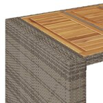 vidaXL Table de jardin et dessus en bois d'acacia gris résine tressée