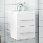 vidaXL Armoire lavabo de salle de bain avec bassin intégré blanc