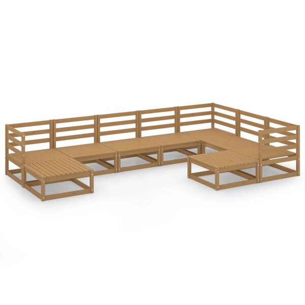 vidaXL Salon de jardin 9 Pièces marron miel bois de pin massif