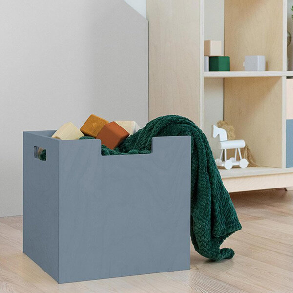 Boîte de rangement bois modèle 2 - poignées - Gris - 33 x 33 x 37 cm