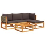 vidaXL Salon de jardin avec coussins 5 Pièces Bois d'acacia solide