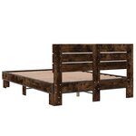 vidaXL Cadre de lit chêne fumé 135x190 cm bois d'ingénierie et métal