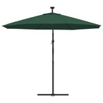 vidaXL Parasol avec éclairage LED 300 cm Poteau en métal Vert