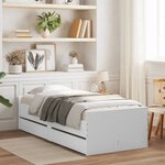 vidaXL Cadre de lit avec tiroirs blanc 75x190 cm