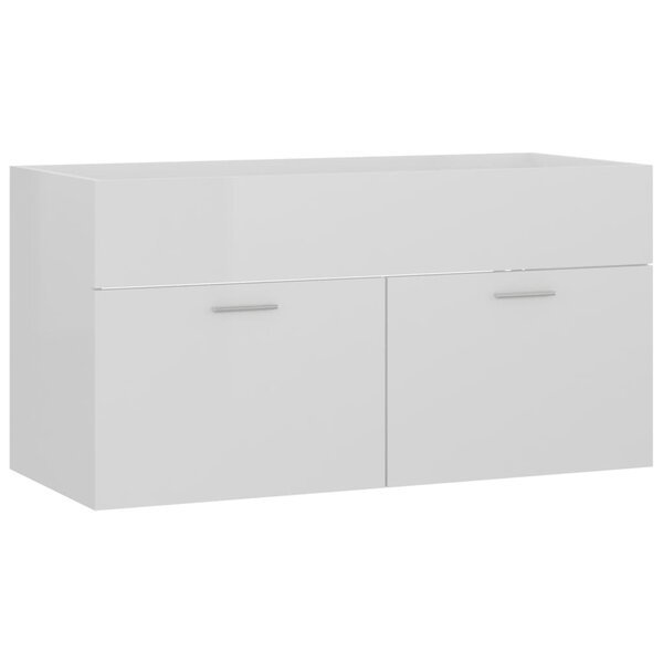 vidaXL Armoire d'évier Blanc brillant 90x38 5x46 cm Bois d’ingénierie