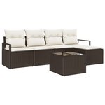 Ensemble de Canapé de Jardin de 5 Pièces avec Coussins Gris Poly Rattan