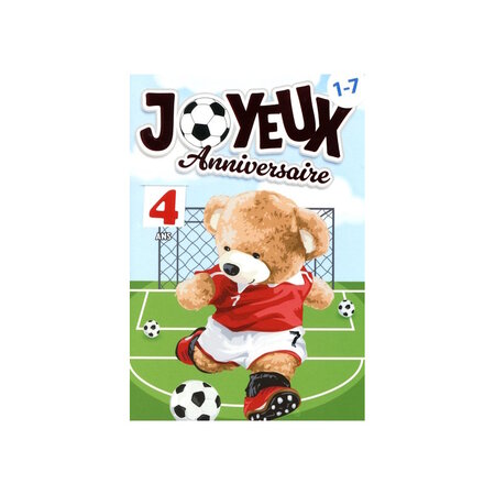 Carte De Voeux Enfant - Anniversaire - Age de 1 à 7 ans - Football