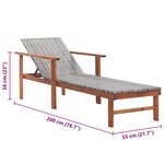 vidaXL Chaise longue Résine tressée et bois d'acacia massif Gris