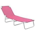 vidaXL Chaise longue pliable acier et tissu rose