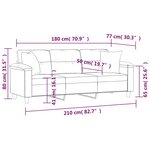 vidaXL Canapé 3 places avec oreillers crème 180 cm tissu microfibre