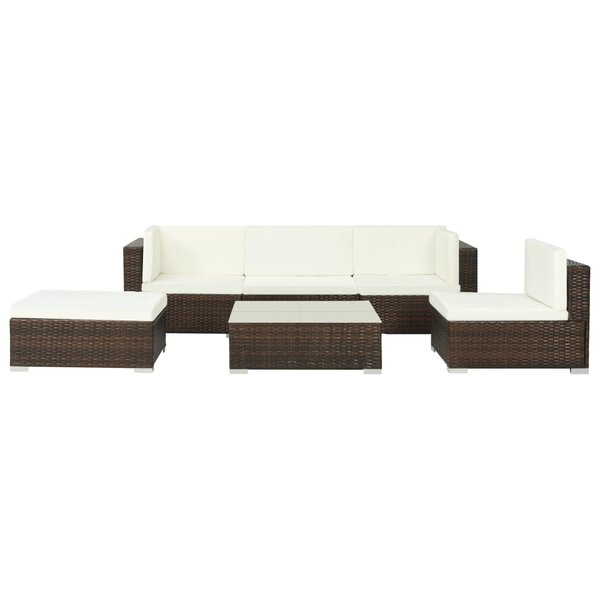 vidaXL Salon de jardin 6 Pièces avec coussins Résine tressée Marron