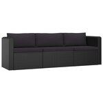 vidaXL Salon de jardin 8 Pièces avec coussins résine tressée noir