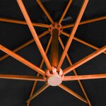 vidaXL Parasol de jardin suspendu avec mât noir bois de sapin massif