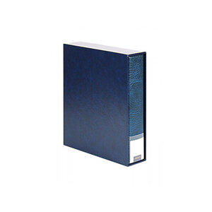 Reliure Publica M Lindner avec boitier de protection garnie de 20 feuilles pour cartes postales et billets de banque. Couleur - Bleu