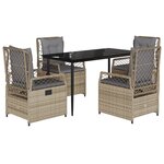 vidaXL Ensemble à manger de jardin avec coussins 5Pièces Beige poly rotin