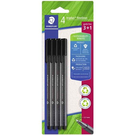 Fineliner triplus  noir  blister de 4 STAEDTLER