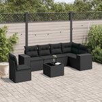 vidaXL Salon de jardin 7 Pièces avec coussins noir résine tressée