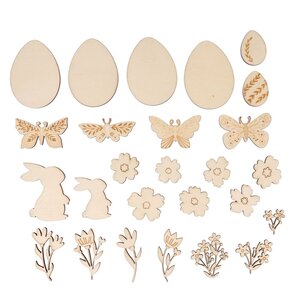 26 minis silhouettes de Pâques en bois