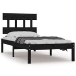 vidaXL Cadre de lit Noir Bois massif 75x190 cm Petit simple