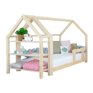 Lit cabane avec étagère 120 x 200 naturel
