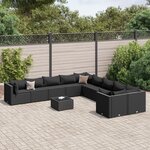 vidaXL Salon de jardin 11 Pièces avec coussins noir résine tressée