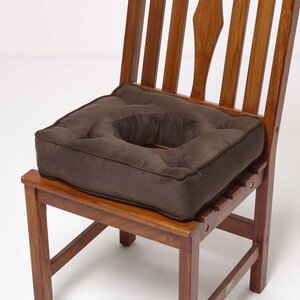 Galette de chaise coussin bouée en suédine Marron  40 x 40 x 10 cm - HOMESCAPES