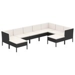 vidaXL Salon de jardin 9 Pièces avec coussins Résine tressée Noir