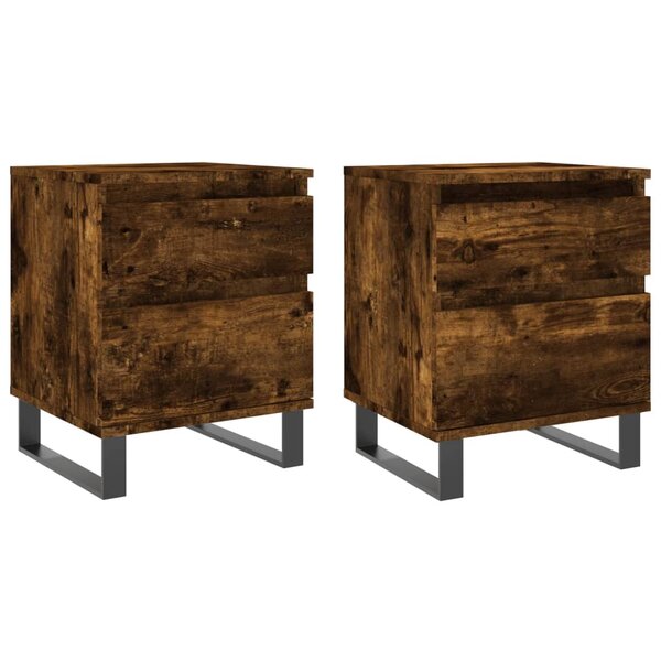 vidaXL Tables de chevet 2 Pièces chêne fumé 40x35x50 cm bois ingénierie
