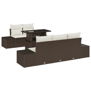 vidaXL Ensemble de canapé de jardin de 6 pièces avec coussins en poly rotin marron