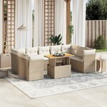 vidaXL Salon de jardin avec coussins 10 Pièces beige résine tressée