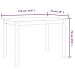 vidaXL Table à manger Blanc 114x71x75 cm Bois d'hévéa massif