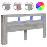 vidaXL Tête de lit à LED sonoma gris 200x18 5x103 5 cm bois ingénierie