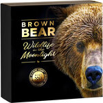 Monnaie en argent 5 dollars g 62.2 (2 oz) millésime 2023 wildlife in the moonlight brown bear
