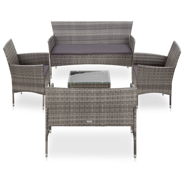 vidaXL Salon de jardin 5 Pièces avec coussins résine tressée gris
