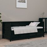 vidaXL Lit de jour Noir 90x190 cm Bois de pin massif