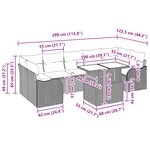Ensemble de canapé de jardin 8 pièces avec coussins en rotin noir