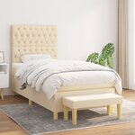 vidaXL Sommier à lattes de lit et matelas Crème 90x190 cm Tissu