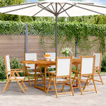 vidaXL Ensemble à manger de jardin 7 Pièces blanc crème tissu bois massif