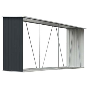 vidaXL Abri de stockage à bois Acier galvanisé 330x84x152cm Anthracite
