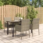 vidaXL Ensemble à manger de jardin coussins 5 Pièces noir et gris