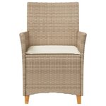 vidaXL Chaises de jardin coussins lot de 2 beige résine tressée bois