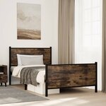 vidaXL Cadre de lit en métal sans matelas chêne fumé 107x203 cm